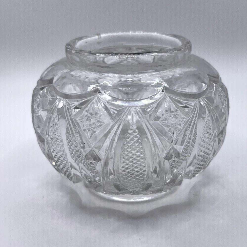 Unbranded Rose Bowl 4in Clear Excellent EAPG Pressed Glass Diamond Star Pattern